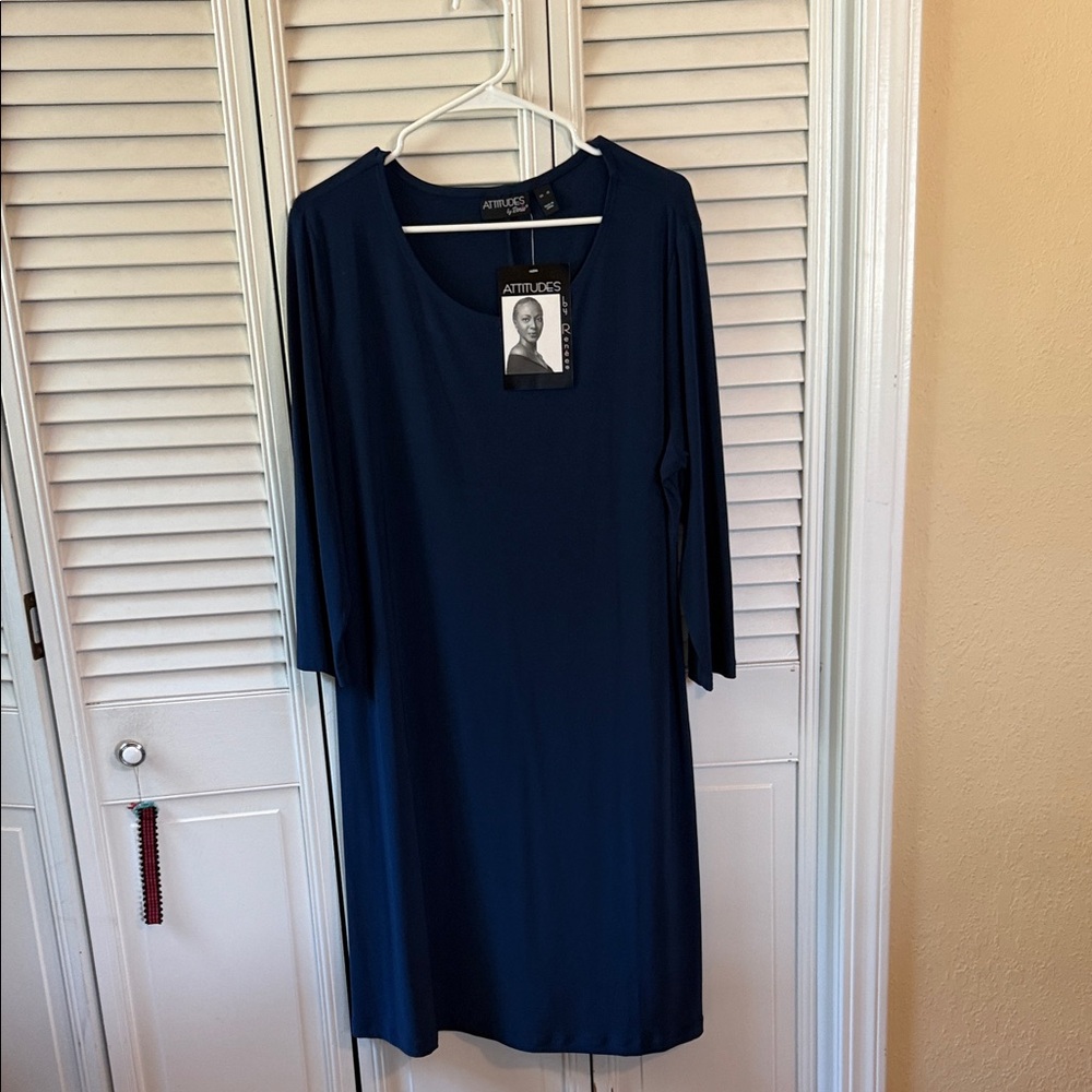 Attitudes by Renee Deep Blue Long Sleeve Dress